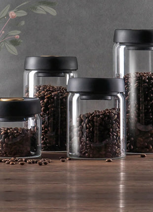 Vacuum Airtight Sealed Glass Jar for Coffee Beans Canister Kitchen Food Grains Candy Keep Fresh and Good