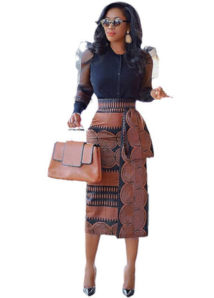African Style High Waist Elastic Hip Slim Fit Skirt