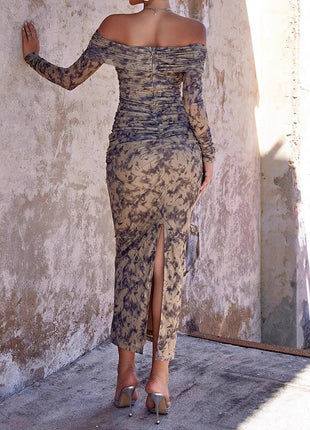 Mesh Rhinestones Slim Fit Dress