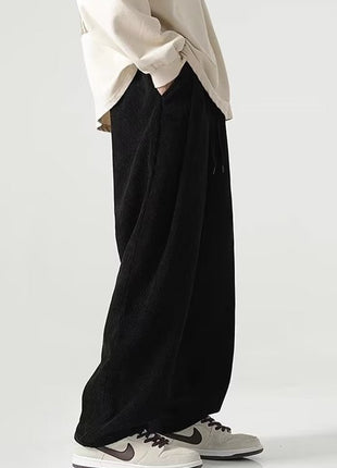 Corduroy Straight Loose Wide Leg Fleece-lined Trousers
