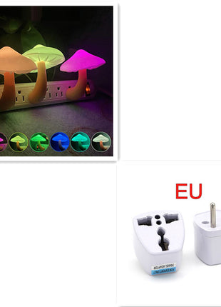 LED Night Light Mushroom Wall Socket Lamp Warm White Light-control Bedroom Light Home Decoration