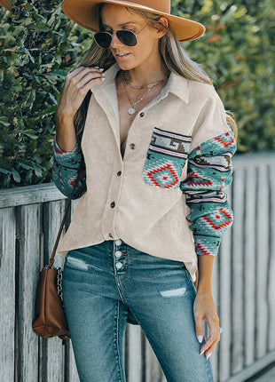 Ethnic Lapel Multi-color Lazy Long Shirt