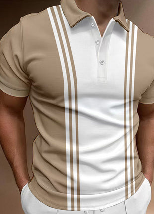 Casual 3 Button Printing Lapel Casual Men's T-shirt