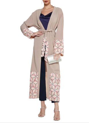 Spliced Lace Up Abaya