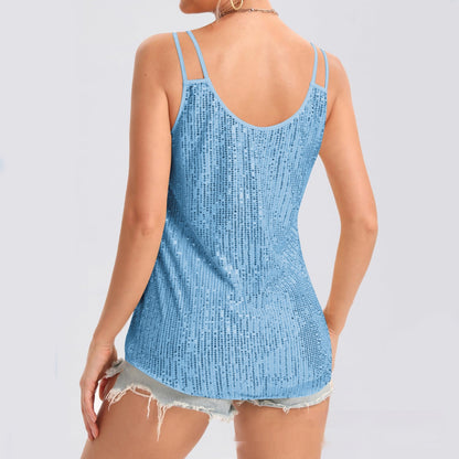 Sequins V-neck Strap Vest