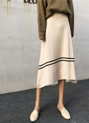 Wool Not Split Straight Knitted Skirt