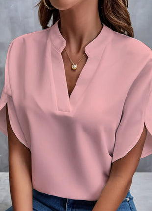 Summer V-neck Short-sleeved Chiffon Shirt