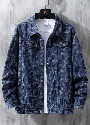 Printed Jacquard Fashion Casual All-matching Personality Trend Men's Coat