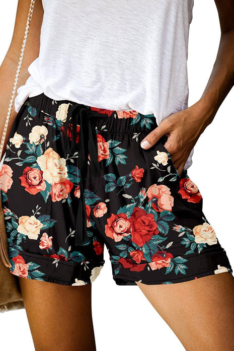 Printed High Waist Straight Shorts