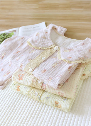 Casual Double-layer Cotton Yarn Pyjamas