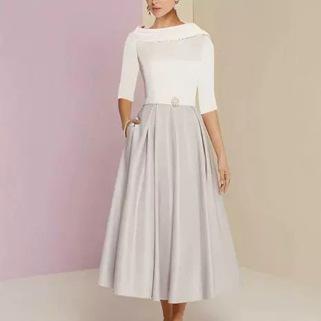 Formal Banquet Temperament Style Off-shoulder Half Sleeve Dress