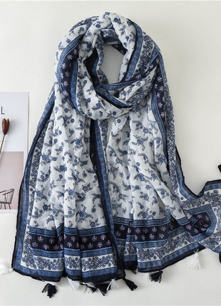 Japanese Style Artistic Cotton and Linen Scarf Bohemian Cashew