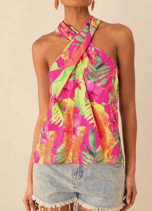 Tropical Plant Printed Women's Tight-Fitting Top