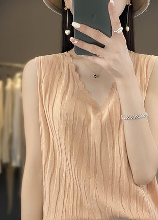 V-neck Ice Silk Camisole Sleeveless Top