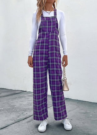 Plaid Straps Jumpsuit
