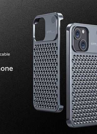 iPhone 12/13/14/15 Aluminium Alloy Hollow Heat Dissipation Shockproof Phone Case