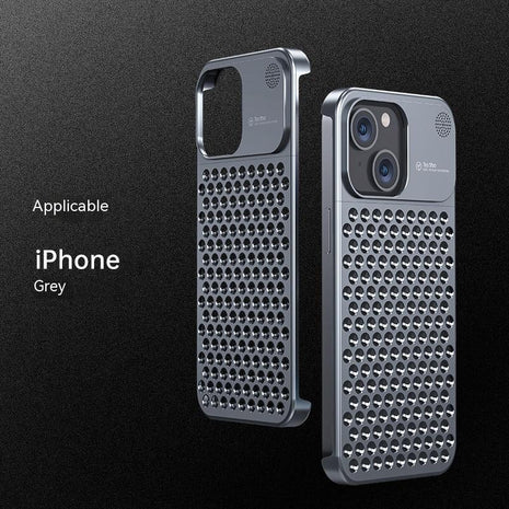 iPhone 12/13/14/15 Aluminium Alloy Hollow Heat Dissipation Shockproof Phone Case