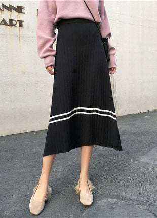 Wool Not Split Straight Knitted Skirt