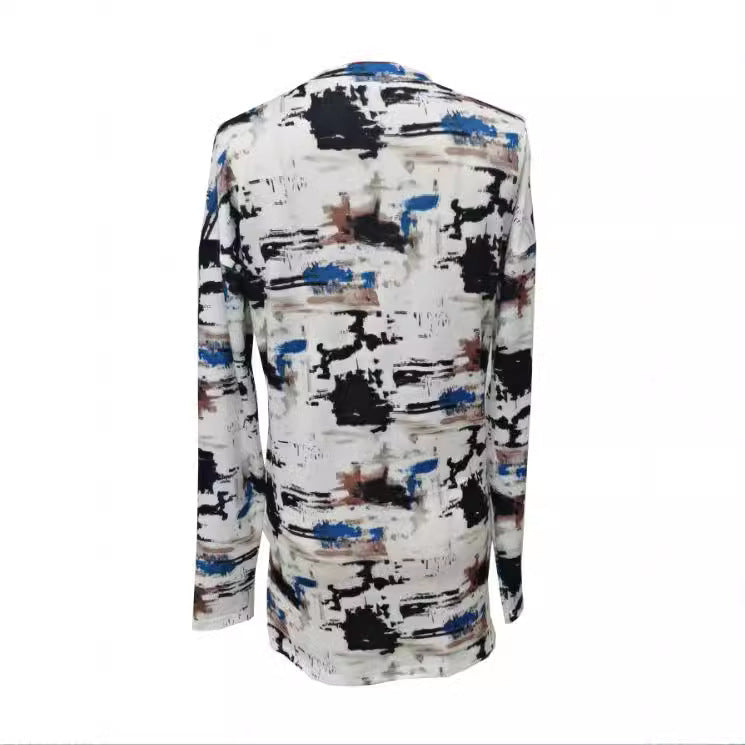 Japanese and Korean casual Print Round Neck Top