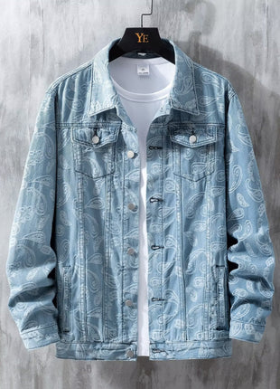 Printed Jacquard Fashion Casual All-matching Personality Trend Men's Coat