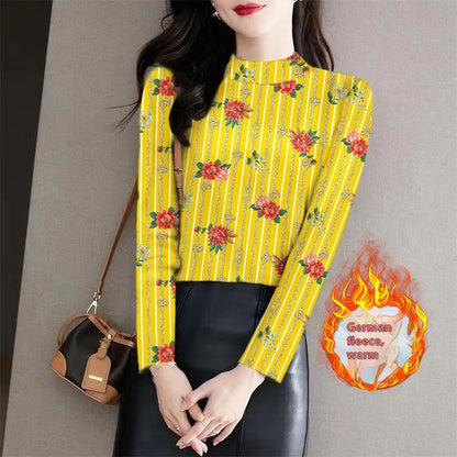 Half Turtleneck Outer Wear Printed Bottoming Shirt