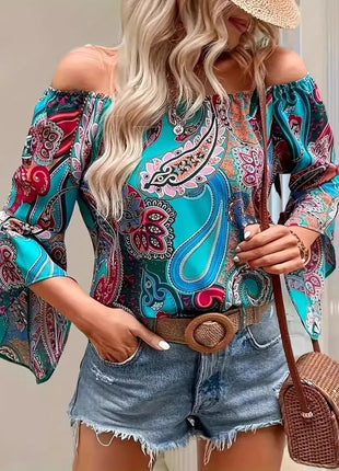 Off-the-shoulder Elegant Ruffle Sleeve Blouse