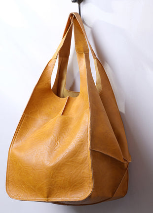 Simple Big Bag Soft Leather Shoulder Tote