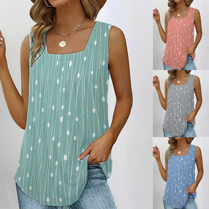 New Polka Dot Sleeveless Square Collar Vest Top