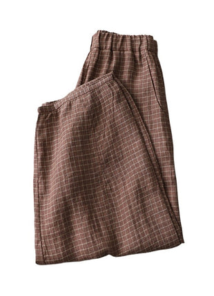 Plaid Linen Casual Pants