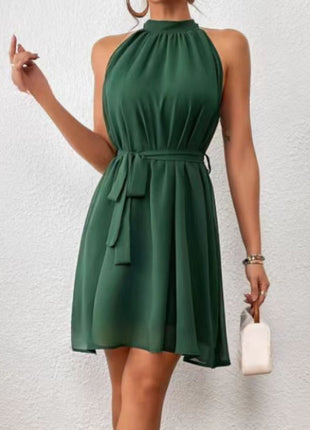 Strapless Chiffon High Waist Lace-up Dress
