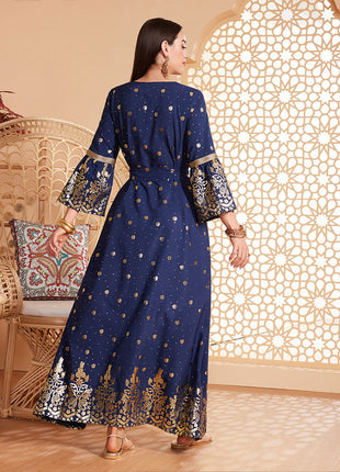 Bronzing Temperament Long Sleeve Dress