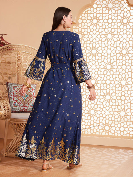 Bronzing Temperament Long Sleeve Dress