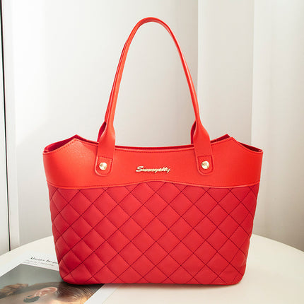 Rhombus Leather Shoulder Handbag