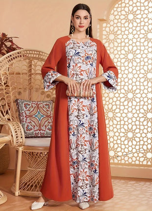 Elegant Floral Long-Sleeved Dress