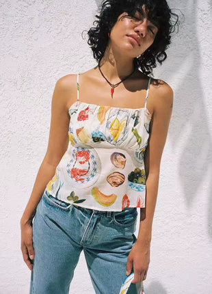 Contrast Backless Slim Fit Top