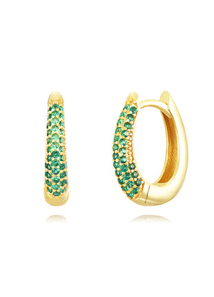 Sterling Silver Needle Street Fashion Geometry Pattern Round Rhinestone Earrings