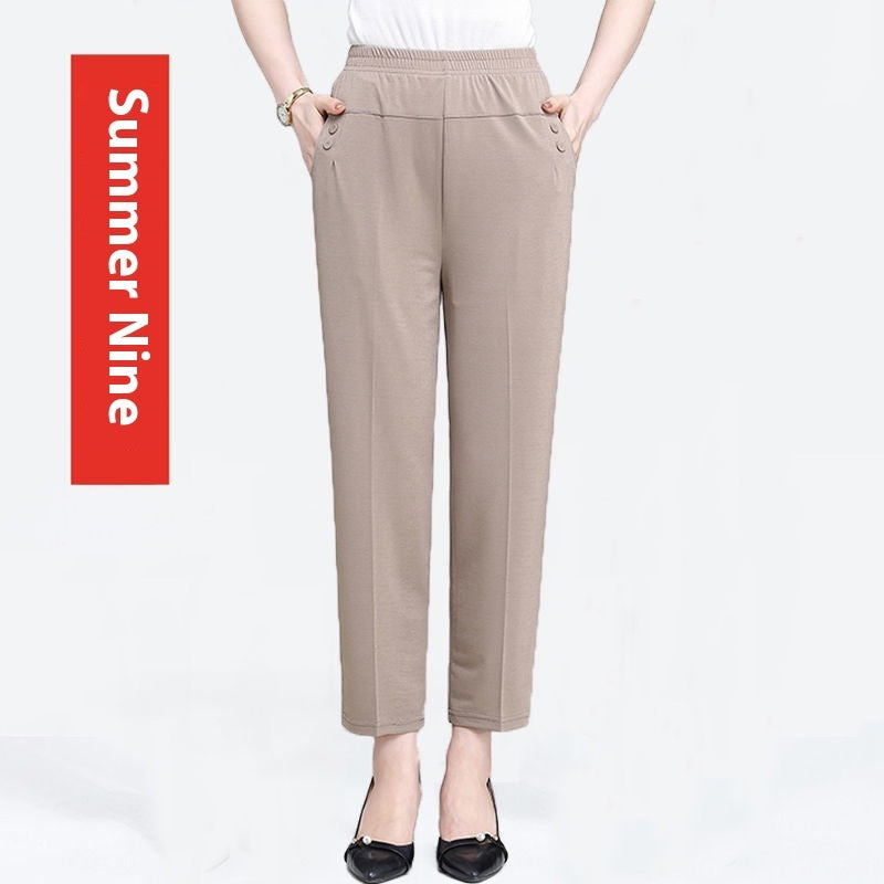 Ice Silk Thin Casual Straight-leg Cropped Pants