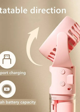 Portable Handheld Spray Fan 4-Speed Water Spray Mist Fan Summer Cooling Artifact USB Charging Summer Outdoor Mini Fan