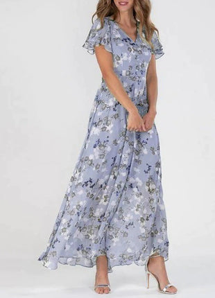 Flowers Print Short Sleeve Summer Dress