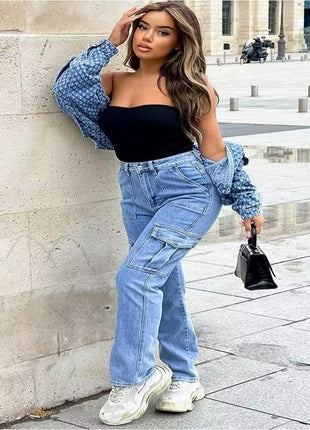 Cargo Multi-pocket Wide-leg Casual Jeans