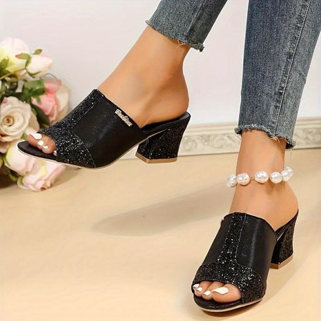 Chunky Sequined Heel