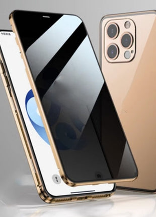 iPhone 13/14/15 Peep-Proof Magnetic Double-Sided Glass Case with Buckle