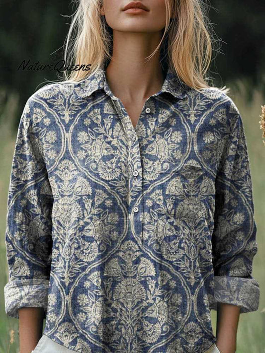 All-matching Printed Casual Half-open Lapel Shirt