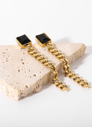 Black Cuban Chain Earrings