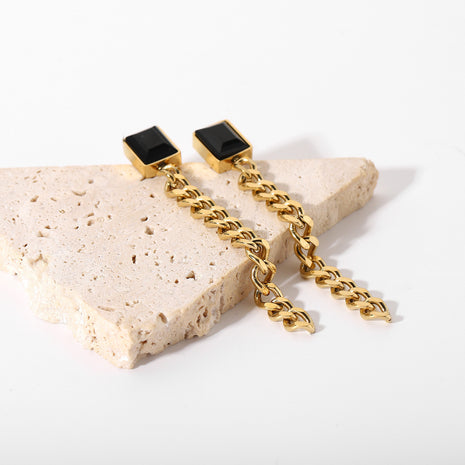 Black Cuban Chain Earrings