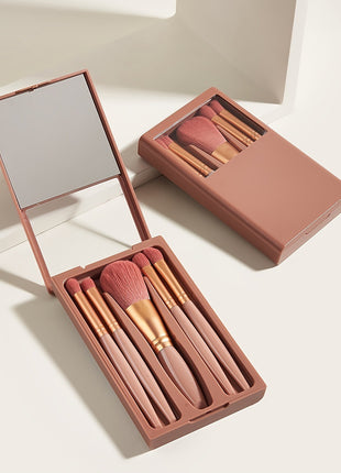 5 pcs Makeup Brushes with Mirror