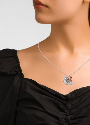 Halloween Moon-shaped Skull Necklace With Rhinestones