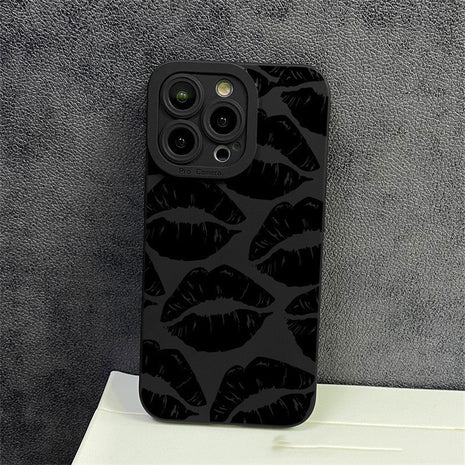iPhone 11/12/13/14/15 Black Lips Case All Inclusive
