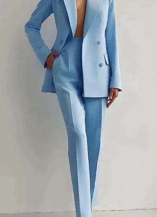 Business Suits Long Sleeve Single-breasted Jacket and Slim Fit Trousers