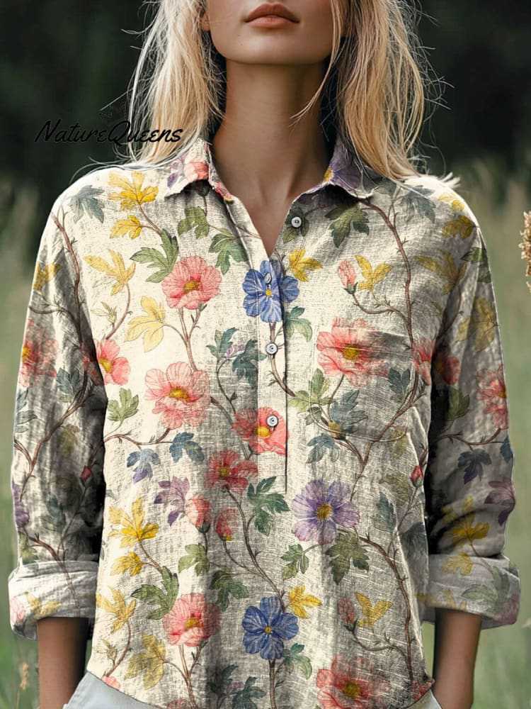 All-matching Printed Casual Half-open Lapel Shirt